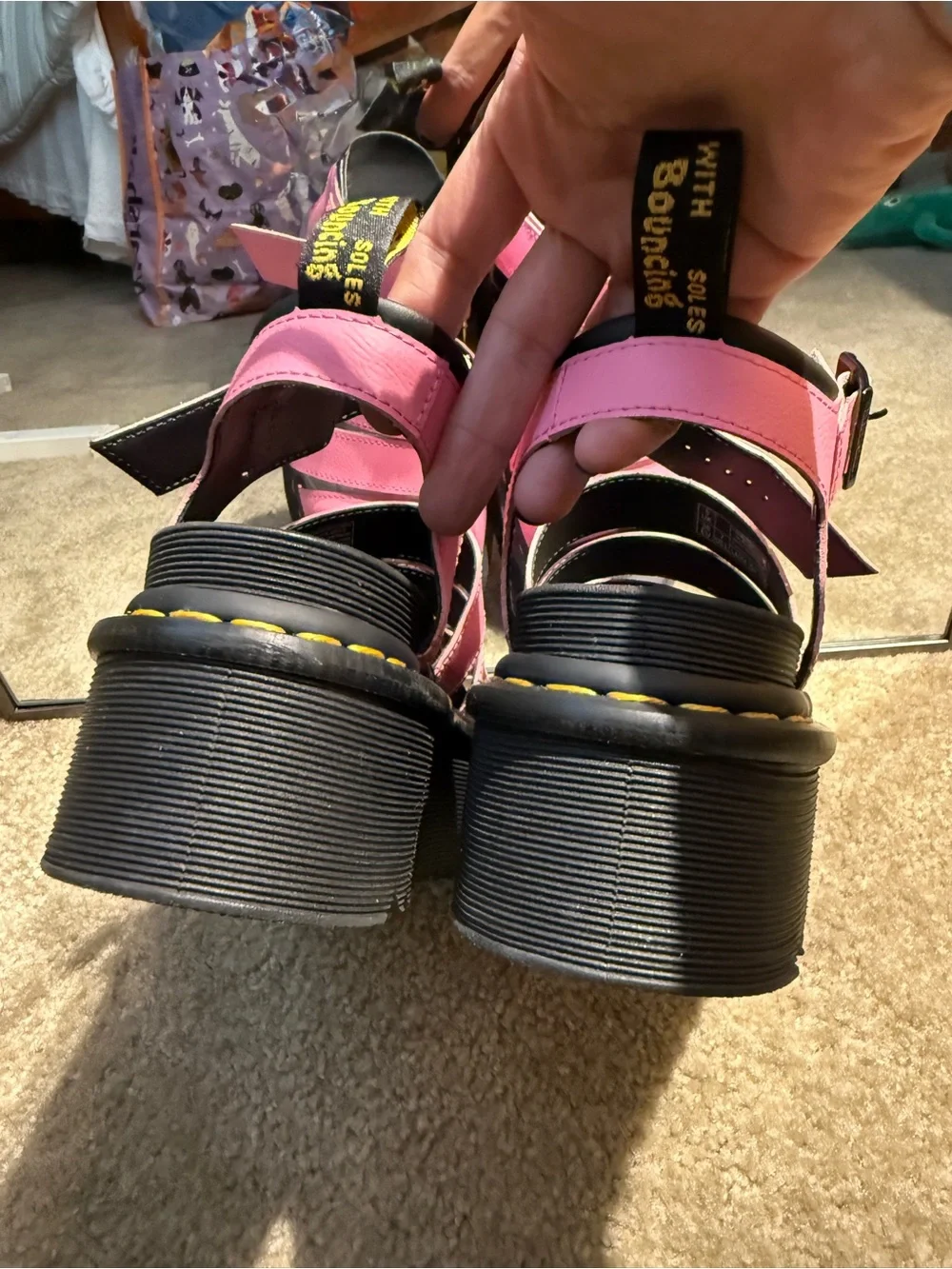 Dr. Martens Women’s Pink Strappy Platform Sandals